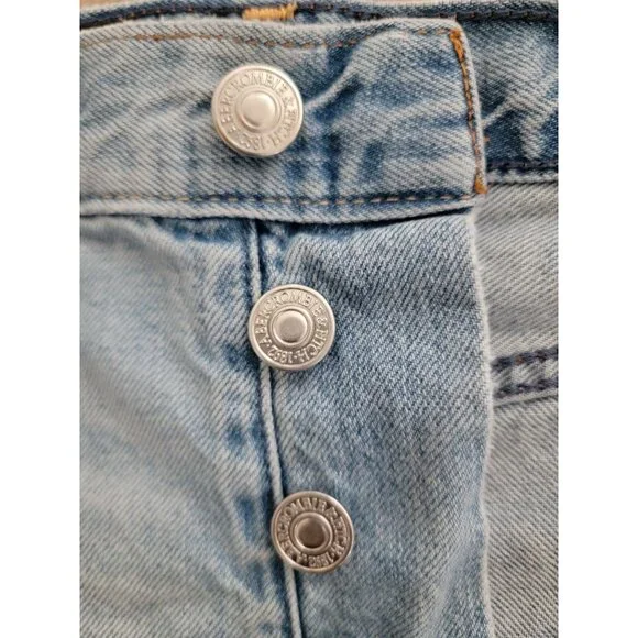 Abercrombie & Fitch Womens Distressed Denim High Waisted Button Fly Shorts Sz 24 - Picture 4 of 8